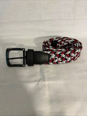 Men's Nike G-Flex Stretch Woven Belt Black, White, Gray, and Red. Size XL